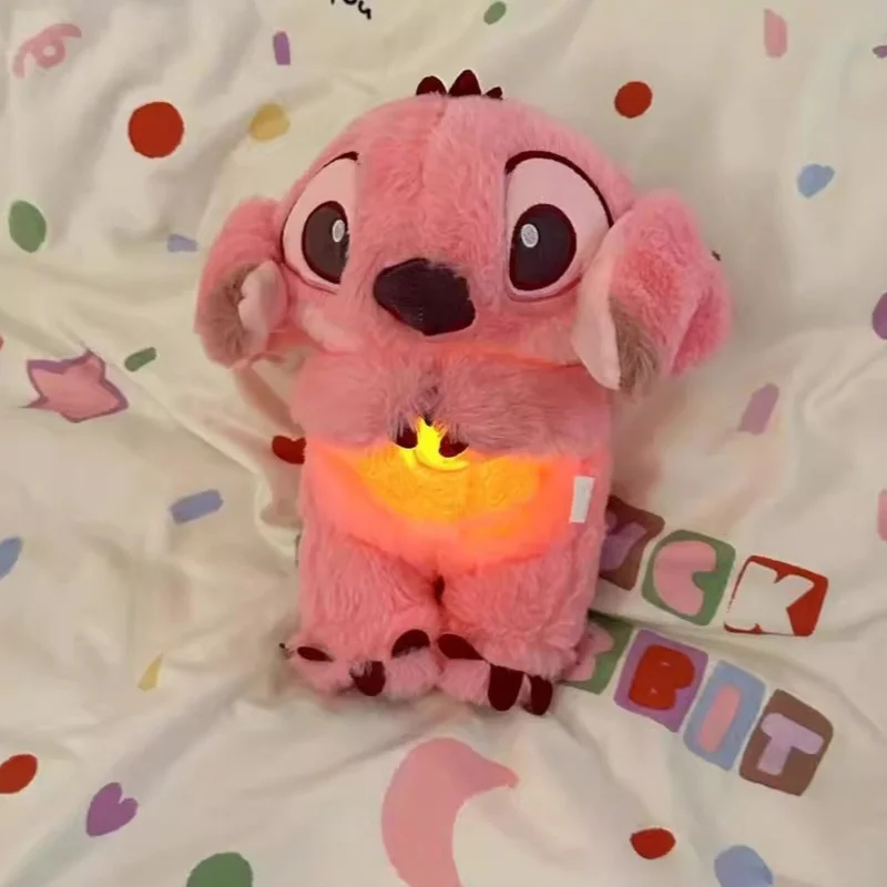 New Stitch Baby Sleep Companion Sound Soothing Music Cute Plush Toy With Air Bag Breathing Light Doll Kids Breathing Gift Toy