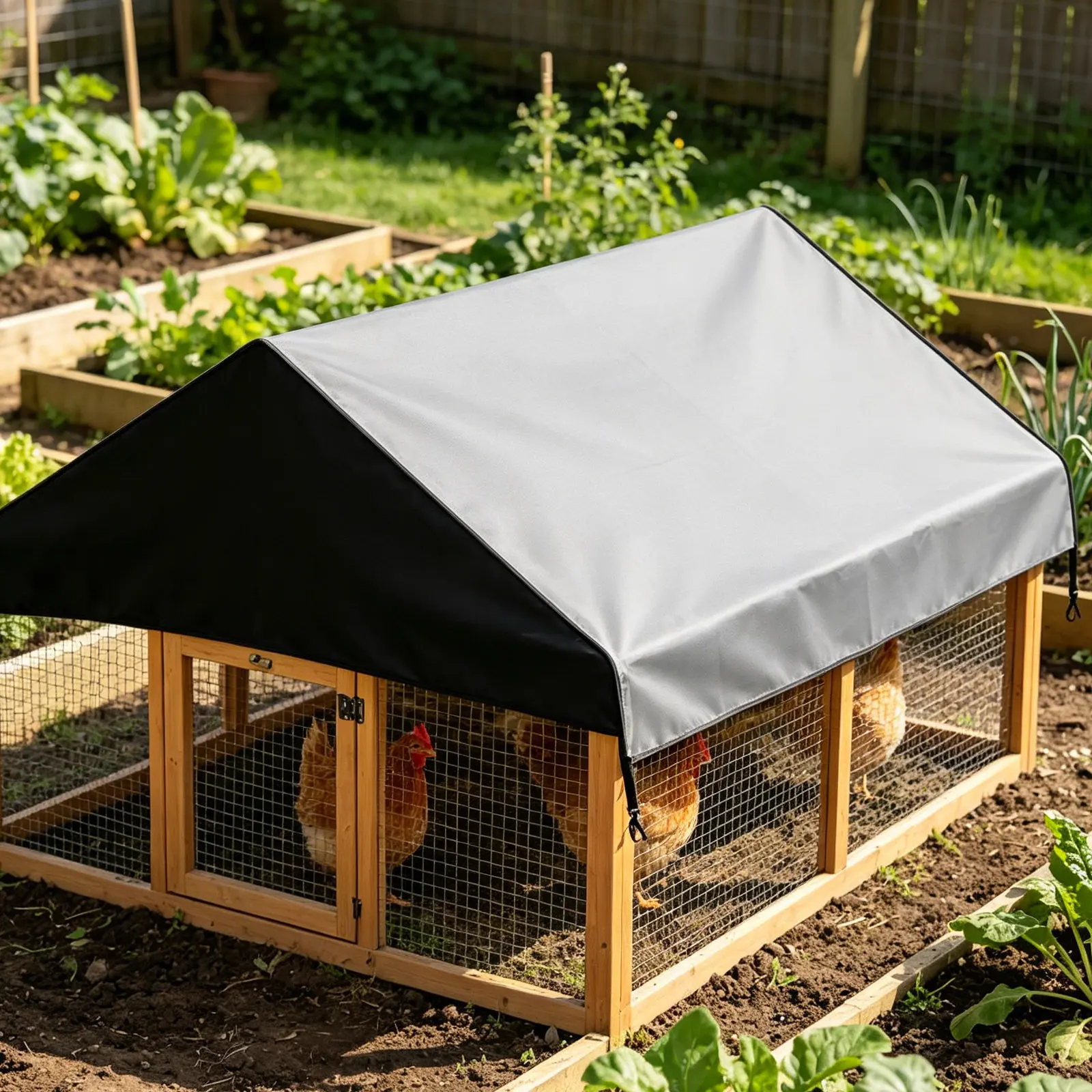 Chicken Coop Cover Waterproof Oxford Cloth 7.2x4.8ft Uv Sun Shade Heavy Duty Roof Cover Walk-in Poultry Coop Outdoor Protection
