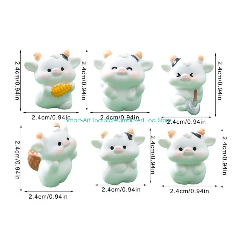 E1PB Cow Figurine Animal Model Mini Landscape Home Decorations Miniature Miniature