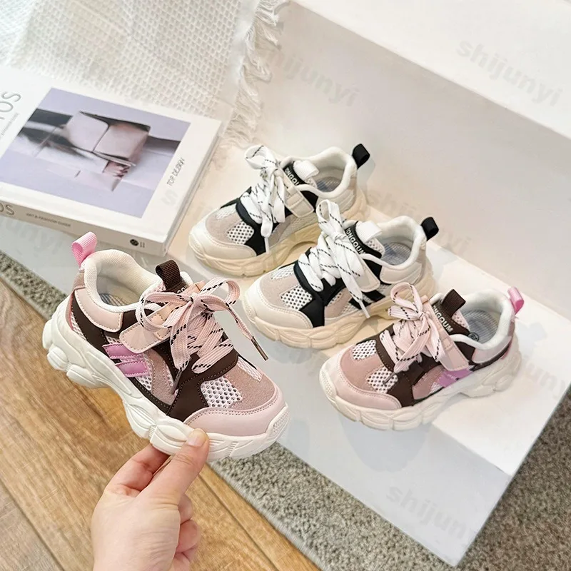 

Children's Sports Casual Shoes Spring 2025 New Boys' Breathable Comfortable Thick Sole Girls' Fashion Versatile Low Top Sneakers