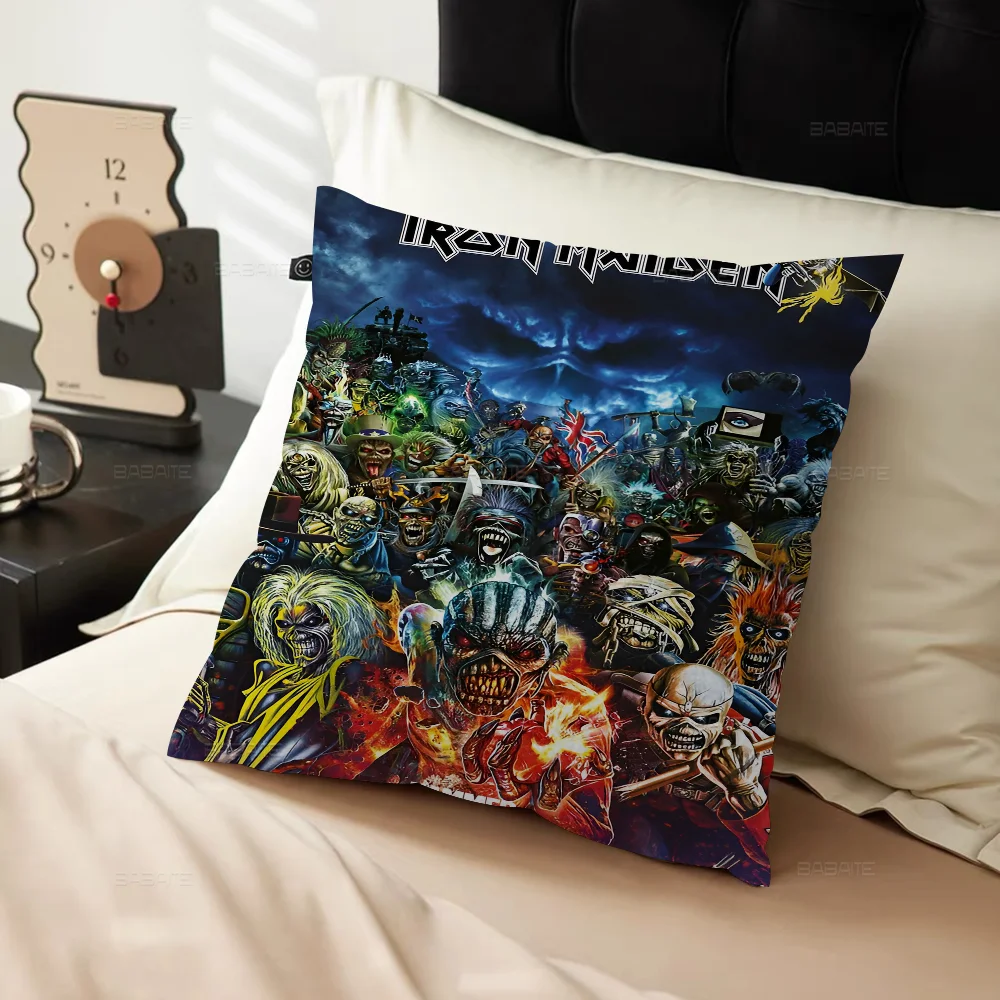 Band I-Iron M-Maiden Pillow Covers Cartoon Sofa Decorative Home Double-sided Printing Short Plush Cute Cushion Cover