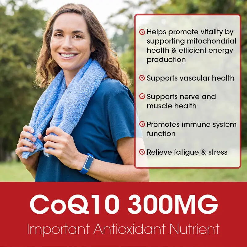 CoQ 10 Coenzyme Q10 Vegan 300mg Capsules Anti-Aging Cardiovascular Heart Health