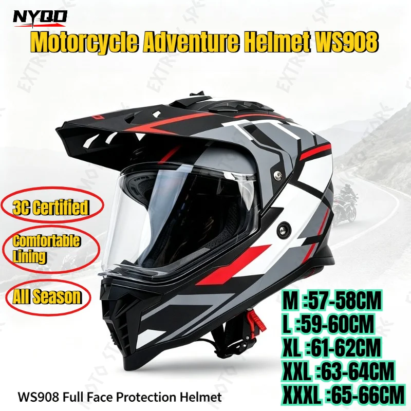 Motorcycle Rally Helmet Thickened Cushioning Protection Impact Resistant for All Seasons for Men and Women DOT Casco Moto