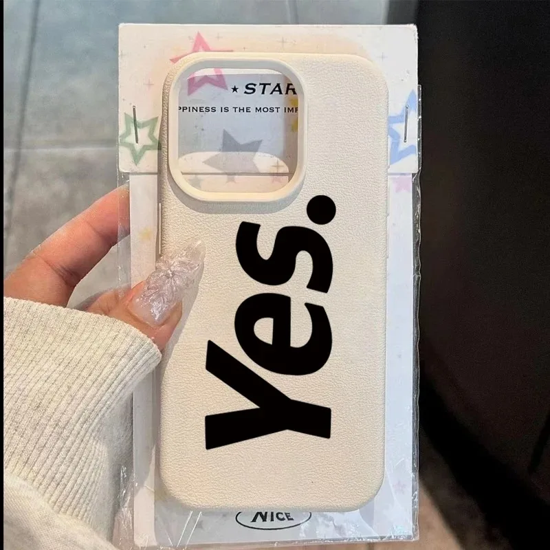 

Yes Letter Lichee Pattern Phone Case For iPhone 17 16 Plus 15 14 13 12 11 Pro MAX 17 Air Shockproof Candy Soft Phone Cover