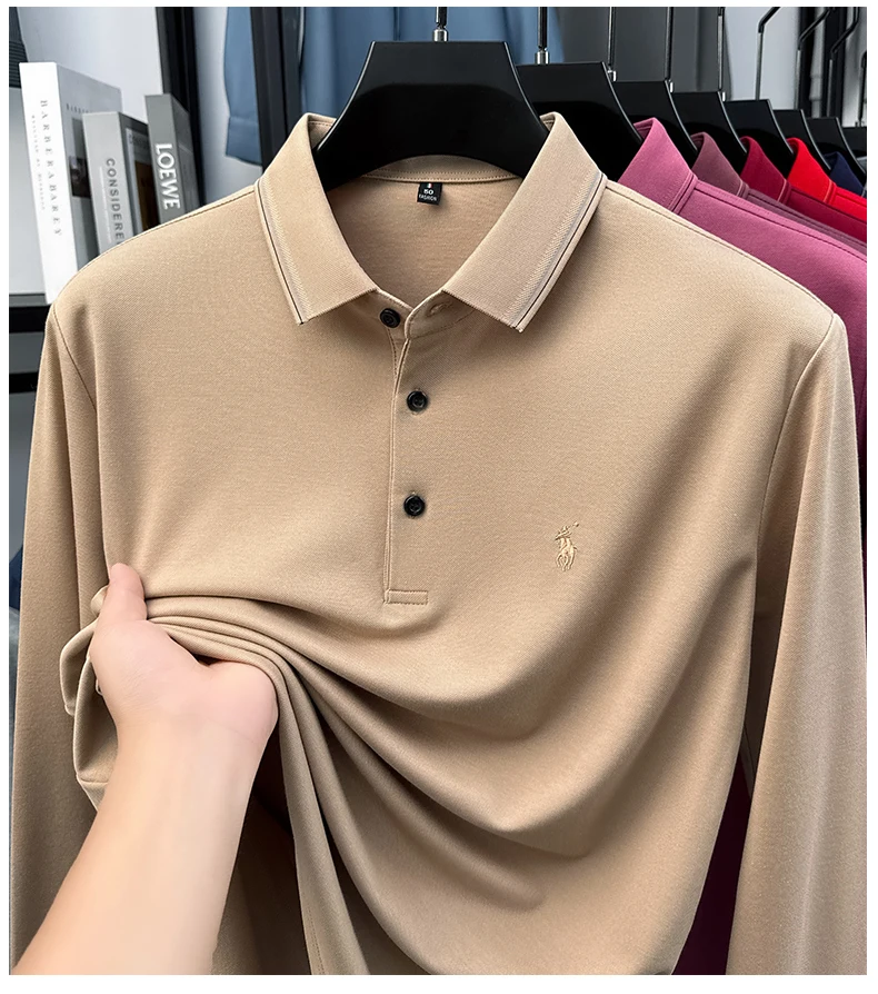 High End Long Sleeved T-shirt, Autumn New Product, Men's Polo Shirt, Middle-aged Base Top