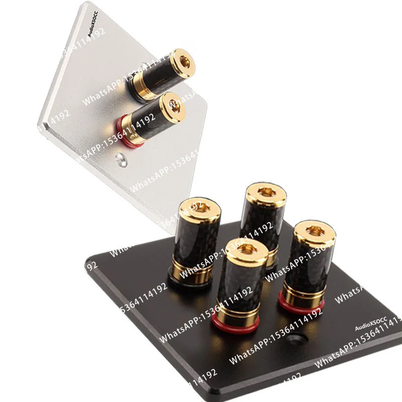 Aluminum Alloy Pure Copper Gold Plated Terminal Cup Banana Jack Socket Binding Post Speaker Box Plug Connector Red + Black 86mm