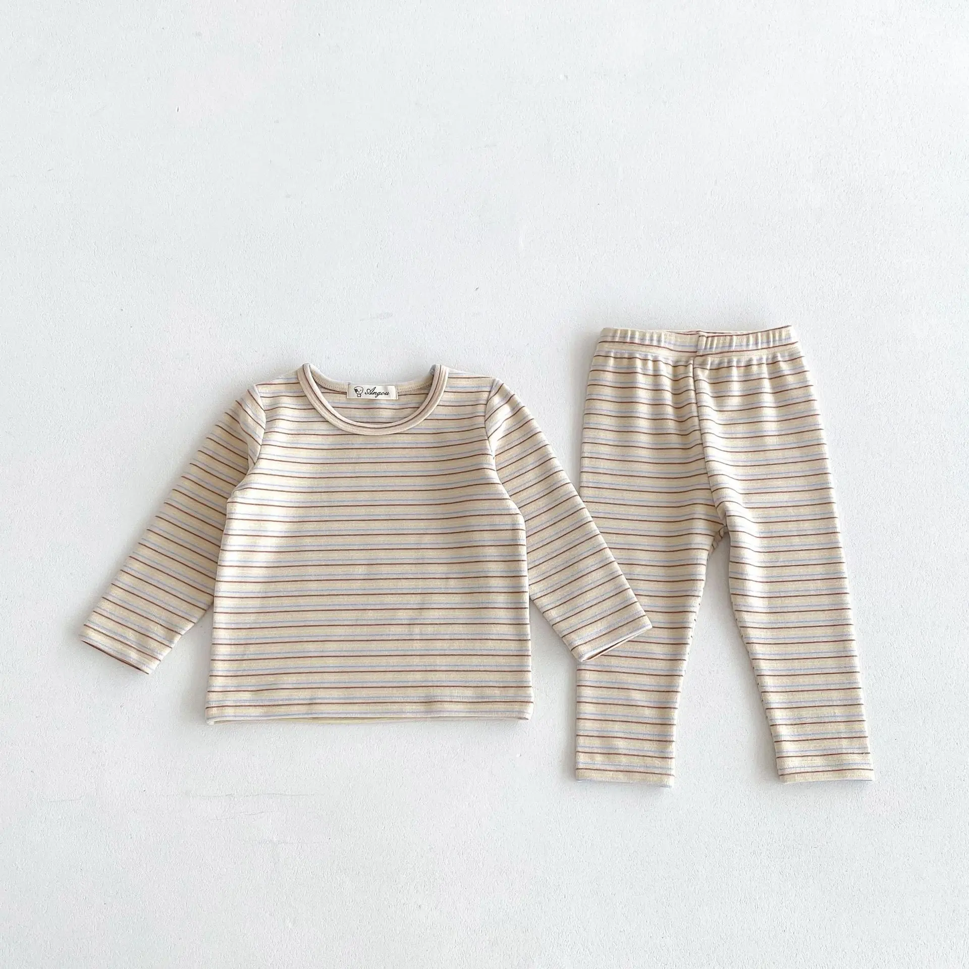 2024 Autumn New Children Home Clothes Set Boys Girls Tops + Pants Casual 2pcs Suit Kids Toddler Cotton Striped Pajamas Outfits