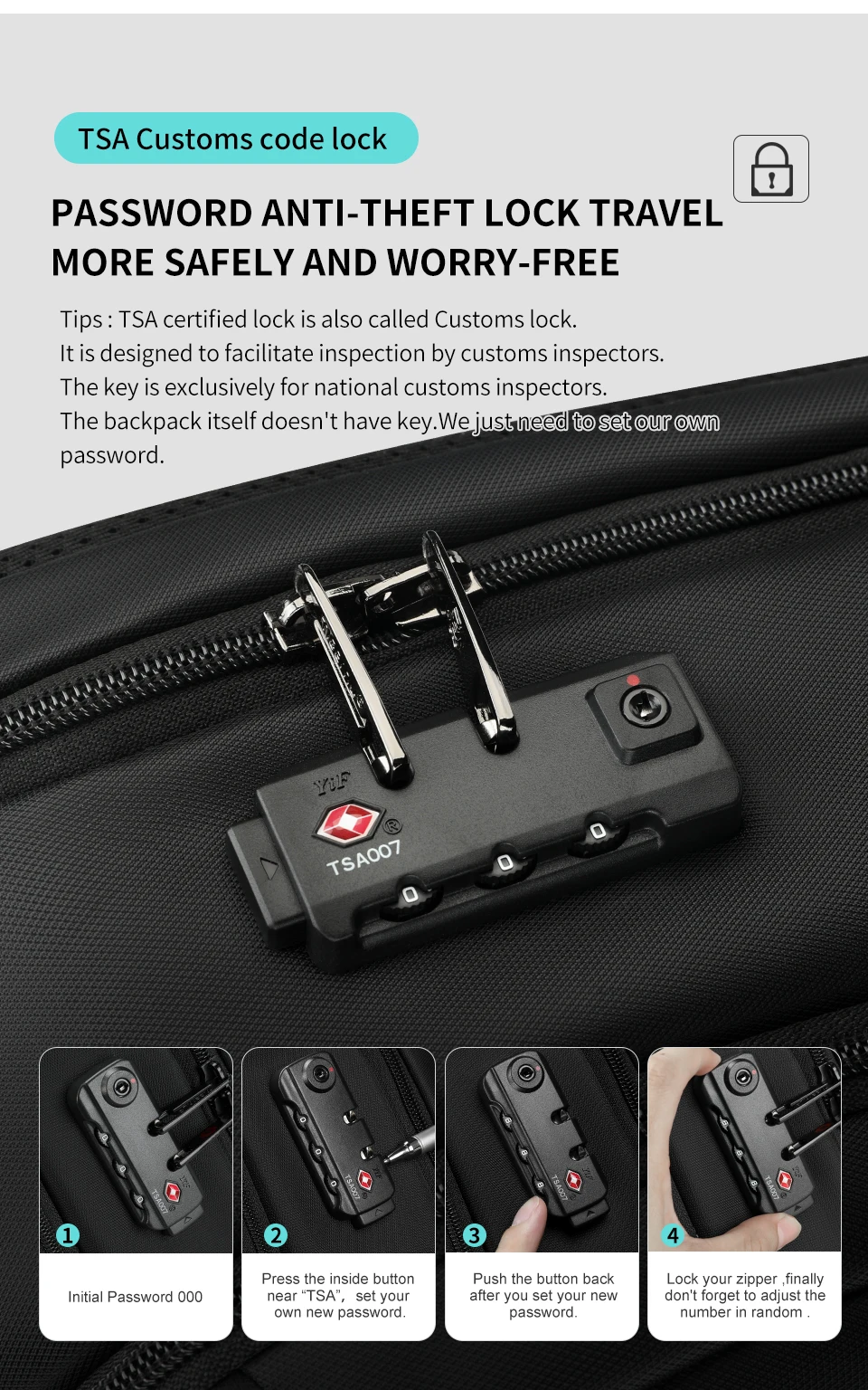 Tigernu Reiserucksäcke 14-15,6-17'' Laptop-Rucksack für Männer TSA Anti-Diebstahl-Rucksack Nylon-Rucksäcke Tasche für Schultasche Rucksack – Detail 9