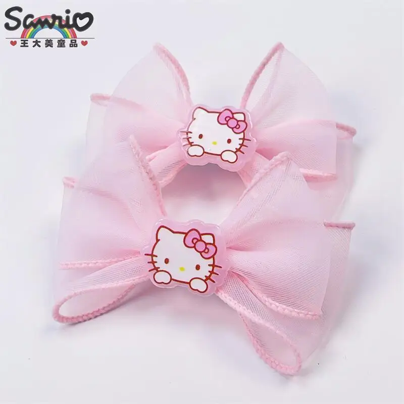 2 Stück Spitze Bogen Sanrio Haars pange Kind süß hello kitty Kuromi Melodie Mädchen Baby Prinzessin Serie Knall Clip Seite Clip Haar Zubehör