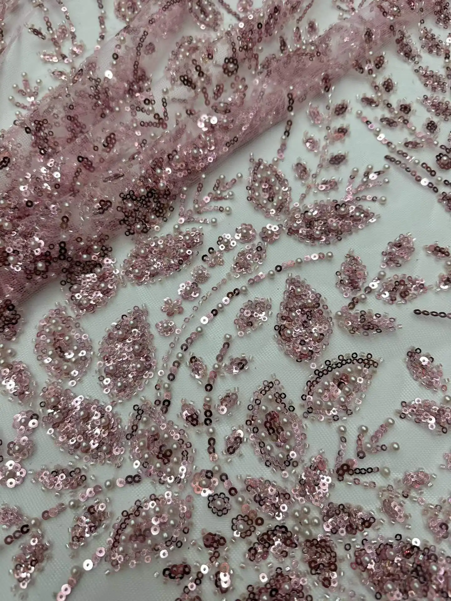 Latest Austria High Quality Eligent Soft Mesh Squined Lace With Lots Stones Fabric For Wedding Evening Dress U_Ge1895 view 6