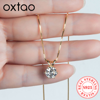 OXTAO GRA D VVS1 0.5-5ct Moissanite Solitaire Pendant Necklaces Female 925 Silver Clavicle Chain Necklace Luxury Jewelry Gift