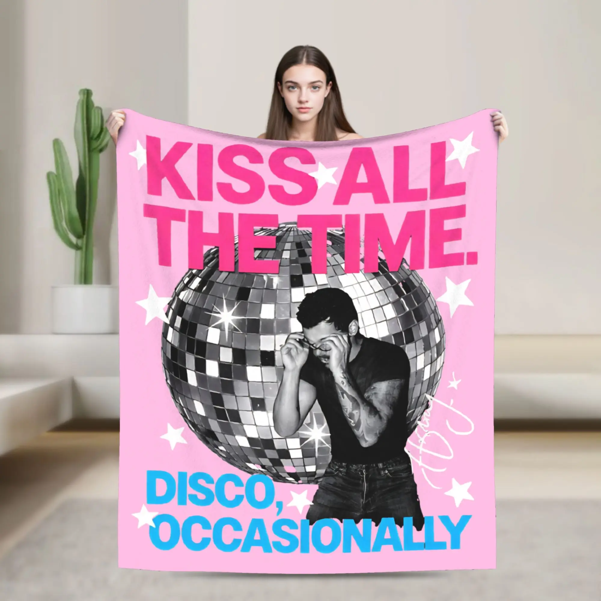 Harrys Styles Kiss All The Time Disco  Blanket Fleece  Lightweight Throw Blanket for Outdoor Travel Bed Rug