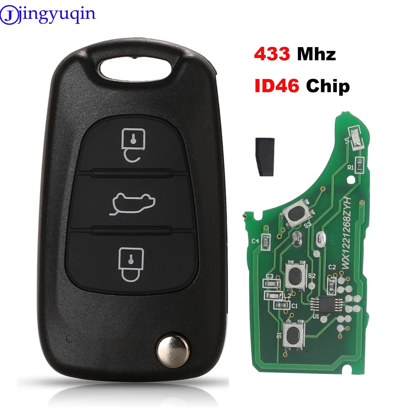 jingyuqin For Hyundai I20 I30 IX35 Avante fit Kia K2 K5 Sportage 433Mhz ID46 Chip 3 Buttons Flip Folding Car Remote Key Fob