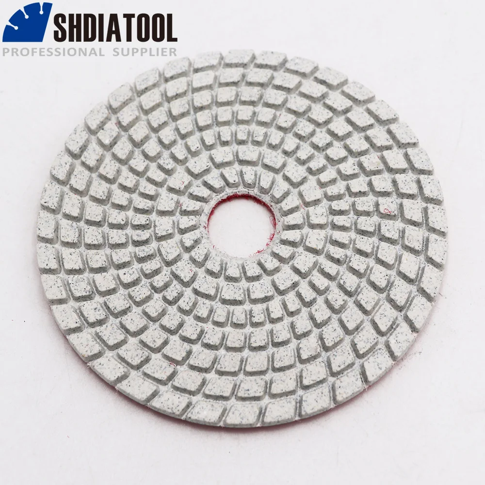 SHDIATOOL 8pcs 100mm Diamond Flexible Wet Polishing Pads Granite Marble Terrazzo Sanding Discs Abrasive Tool 4inch Grit 50-buff