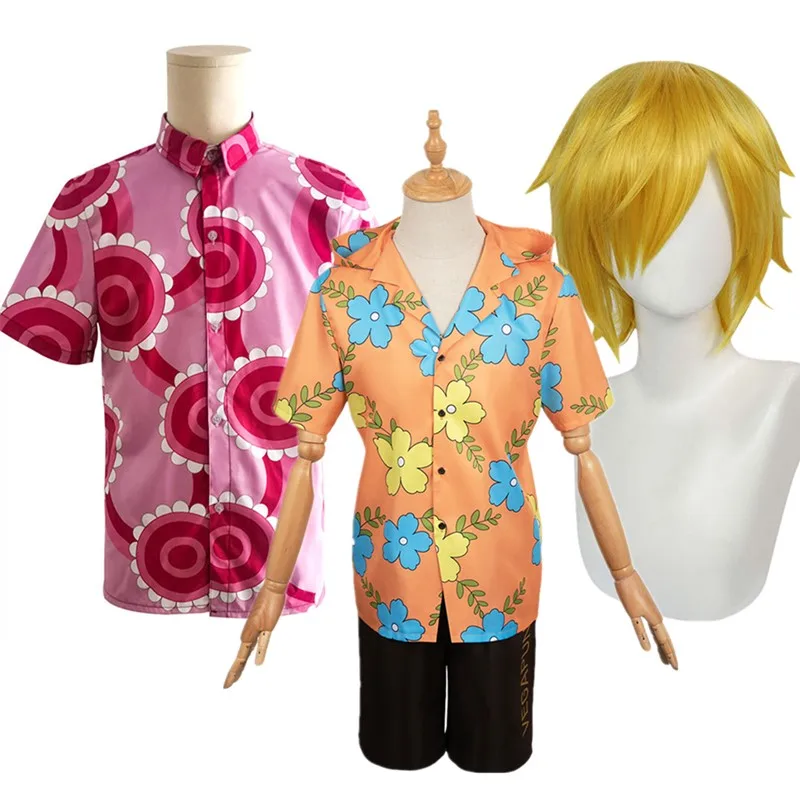 

Санджи футболка для косплея костюм парик аниме фэнтези для взрослых мужчин рубашка с короткими рукавами шорты наряды Хэллоуин карнавальный костюм для вечеринки