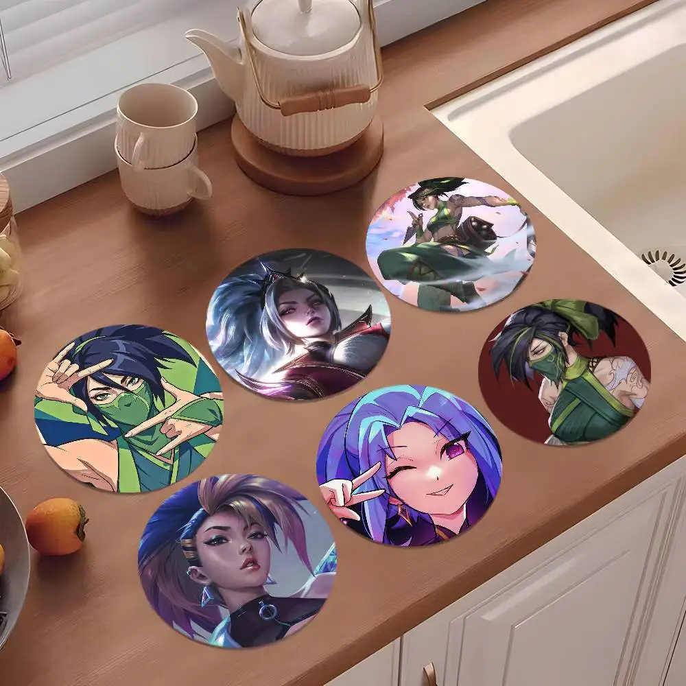 1pc Cool Colorful Akali LOL Game KDA Anime Coasters 10cm Rou
