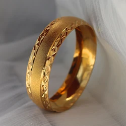 6.8CM/2CM Gold Color Dubai Wedding Bangles For Women Ethiopian Indian Bangles Bracelets Women Birthday Jewelry Gifts