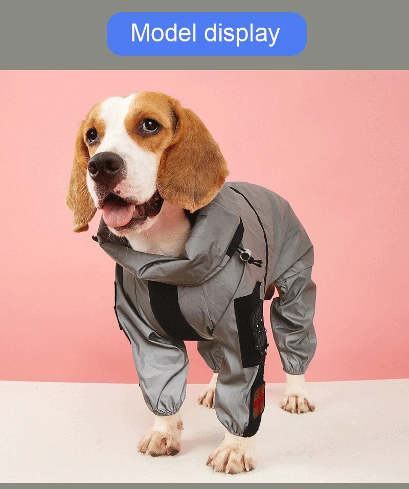 Outdoor-Regenmantel für große Hunde, Sonnenschutz, reflektierende Jacke, Haustier-Regenmantel, Kapuzenpullover, wasserdicht, mittelgroße und große Hundekleidung, Regenmantel-Overall – Detail 14