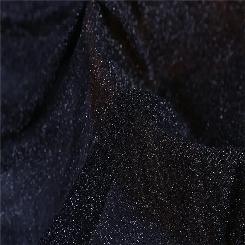 Shimmer Fabric Metallic Polyester Party Decoration Black Shiny Fabric for Dress Costumes Crafts Party Decoration 50cmx150cm