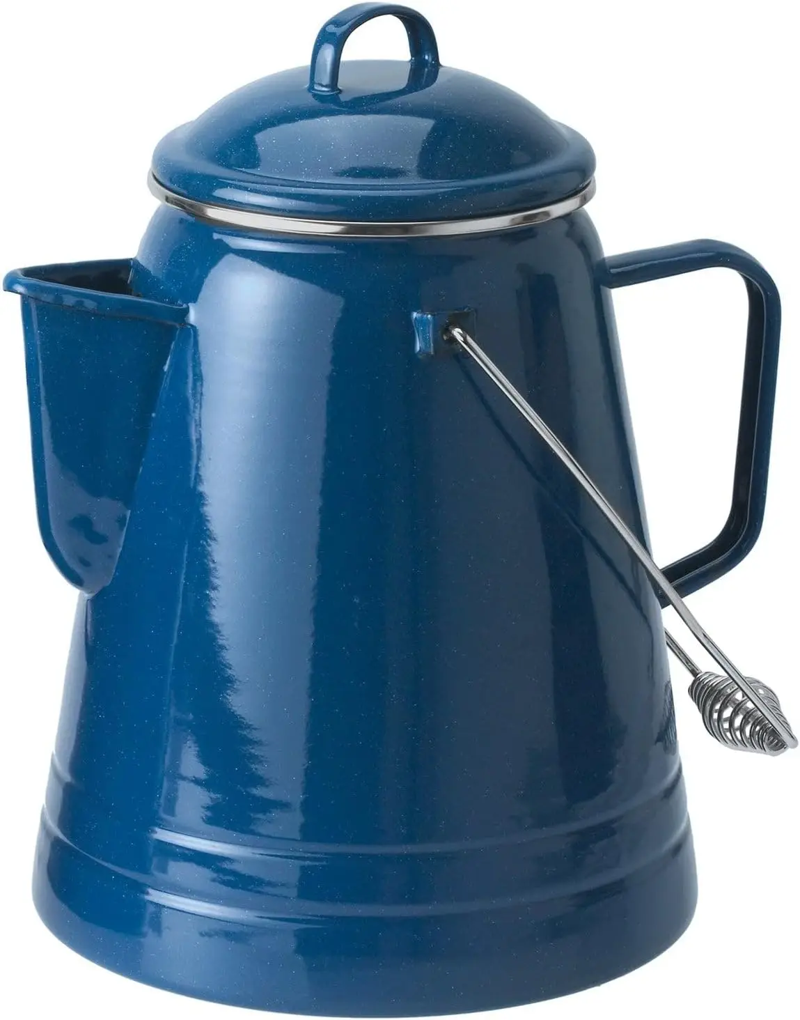 

36-Cup Enamel Camping Coffee Pot - Blue, Keeps Beverages Warm, Heavy-Gauge Steel