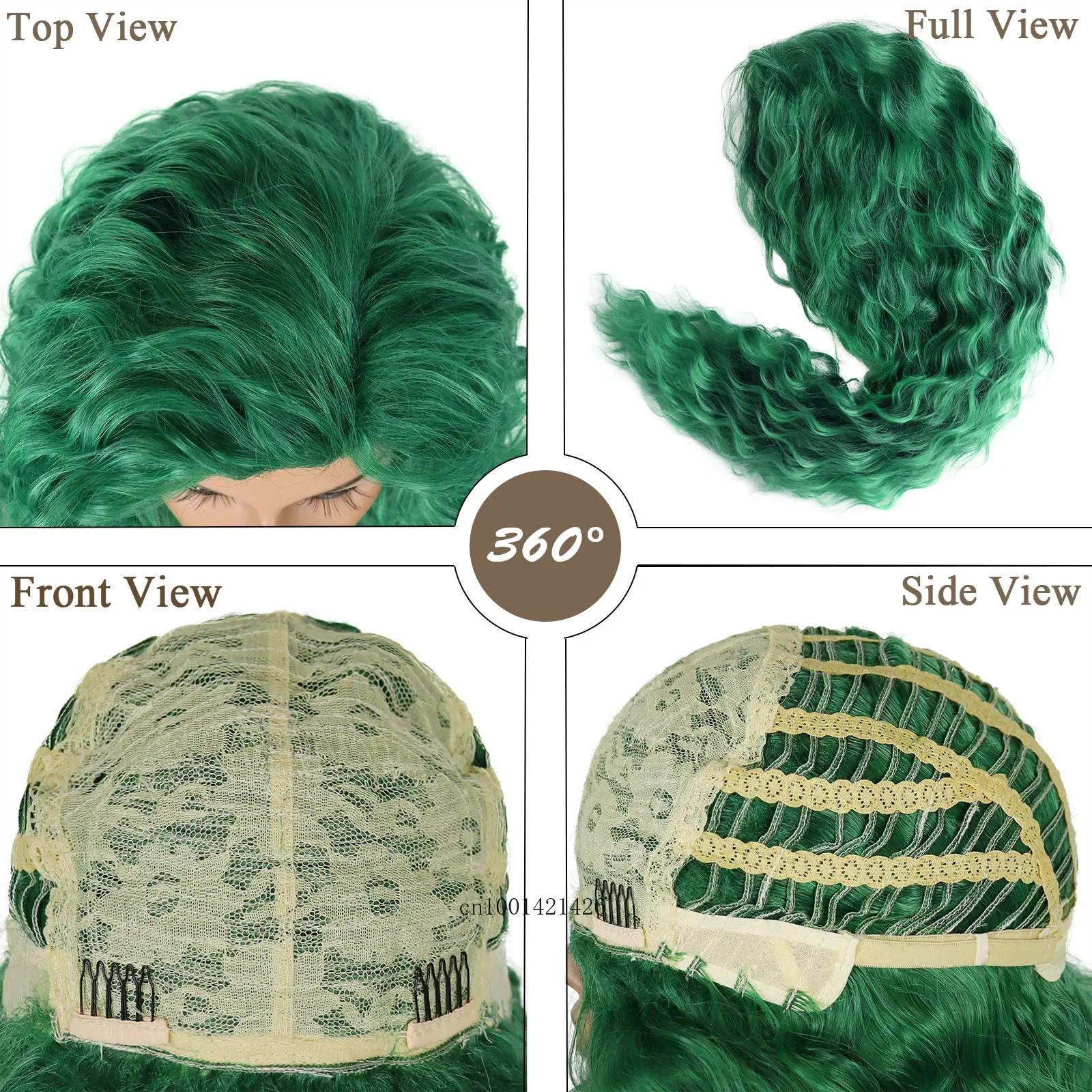 Perruques vertes pour femmes Costume de fête de carnaval synthétique pour femmes 26 pouces de long coiffures ondulées bouclées vertes perruque de mode carnaval