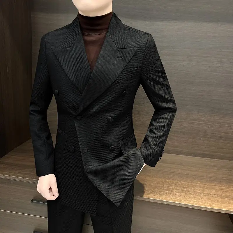 3-A87 High-end and cool suit for men in spring and autumn 2024 new spring style peaked lapel casual small suit jacket