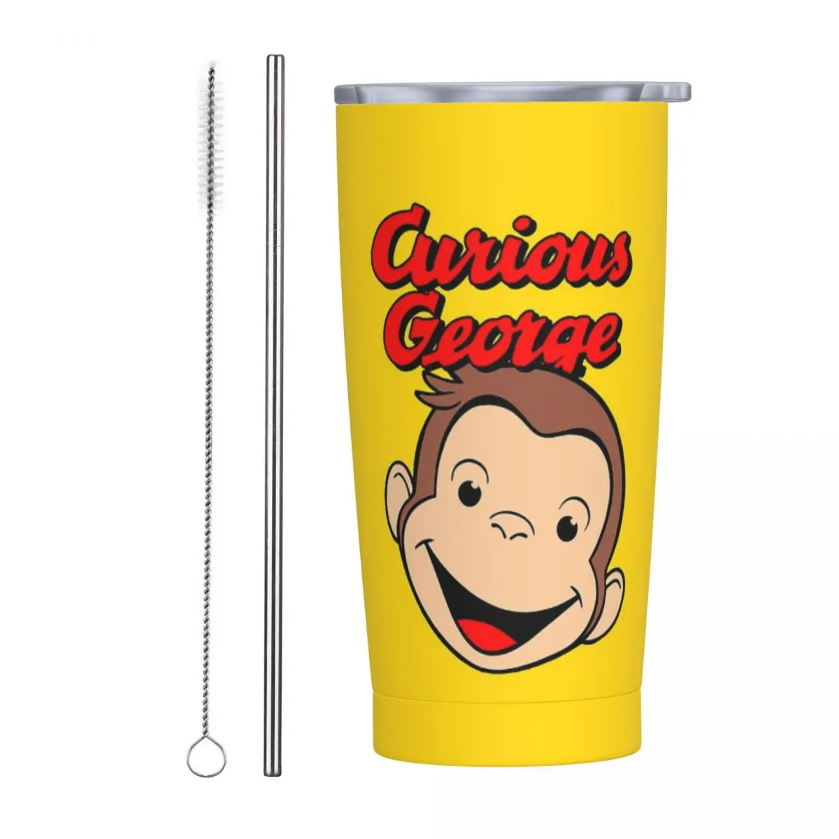 

Стакан из нержавеющей стали Curious George, кружка с вакуумной изоляцией, термохолодные чашки, соломинка с крышкой, 20 унций