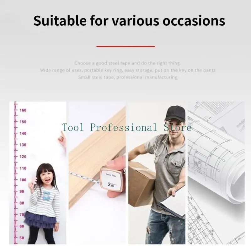57QF Mini Keychain Tape Measure Retractable Small Steel Ruler Tool Multipurpose Suitable for Architects Contractors Hobbyists
