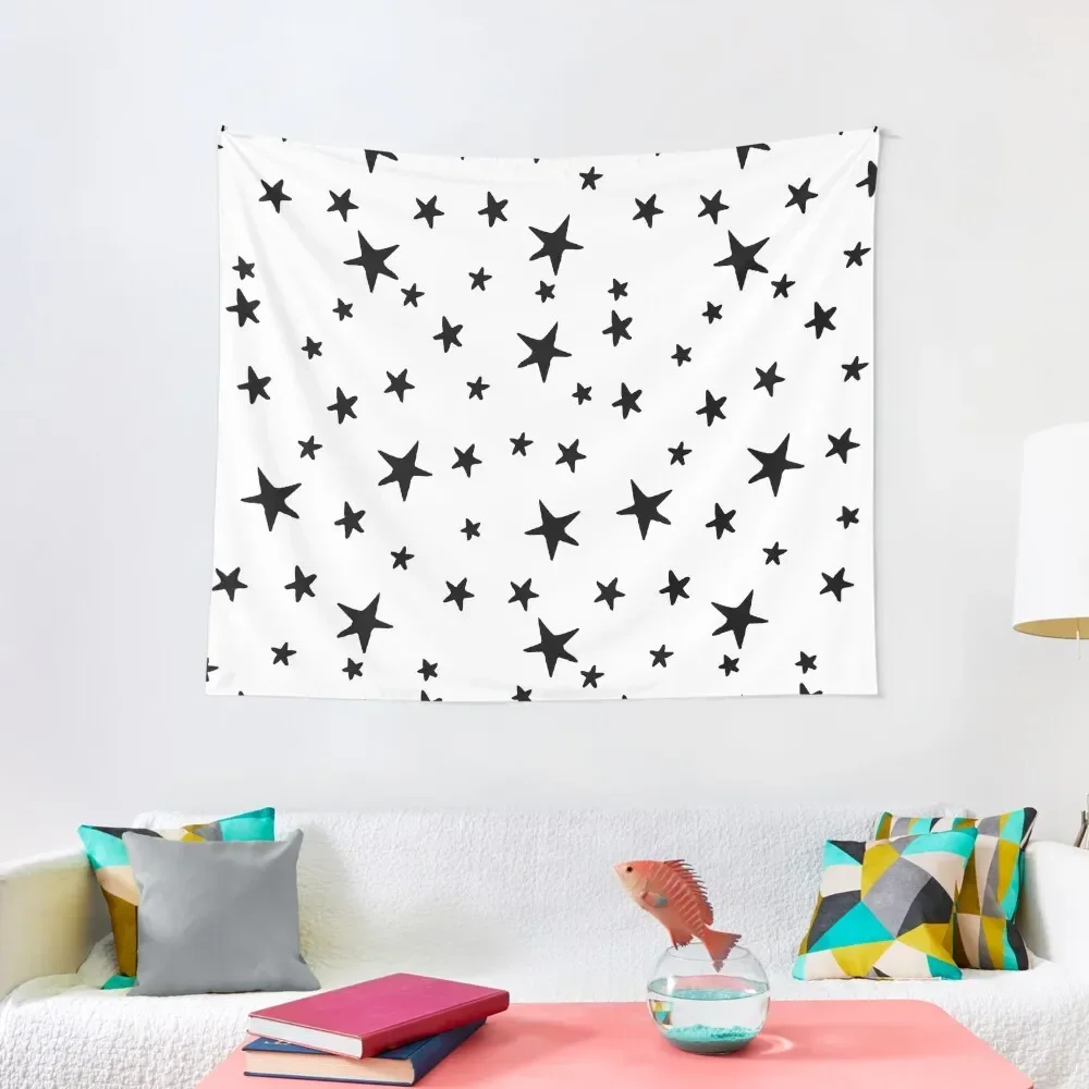 

Stars - Black on White Tapestry Decorative Wall Murals Decorations For Your Bedroom Tapestry