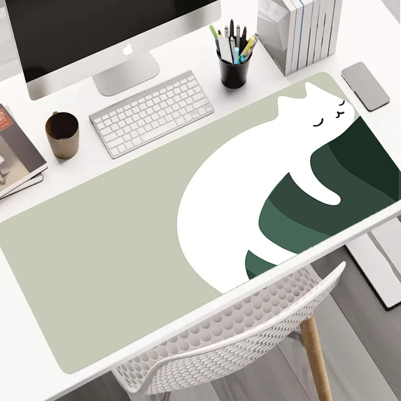 Green Mousepads Cute Mousepad Kawaii Cat Large Mouse Mat Big Desk Pads XXL 100x50cm Mouse Pad Big Keyboard Mats For Laptop Rugs