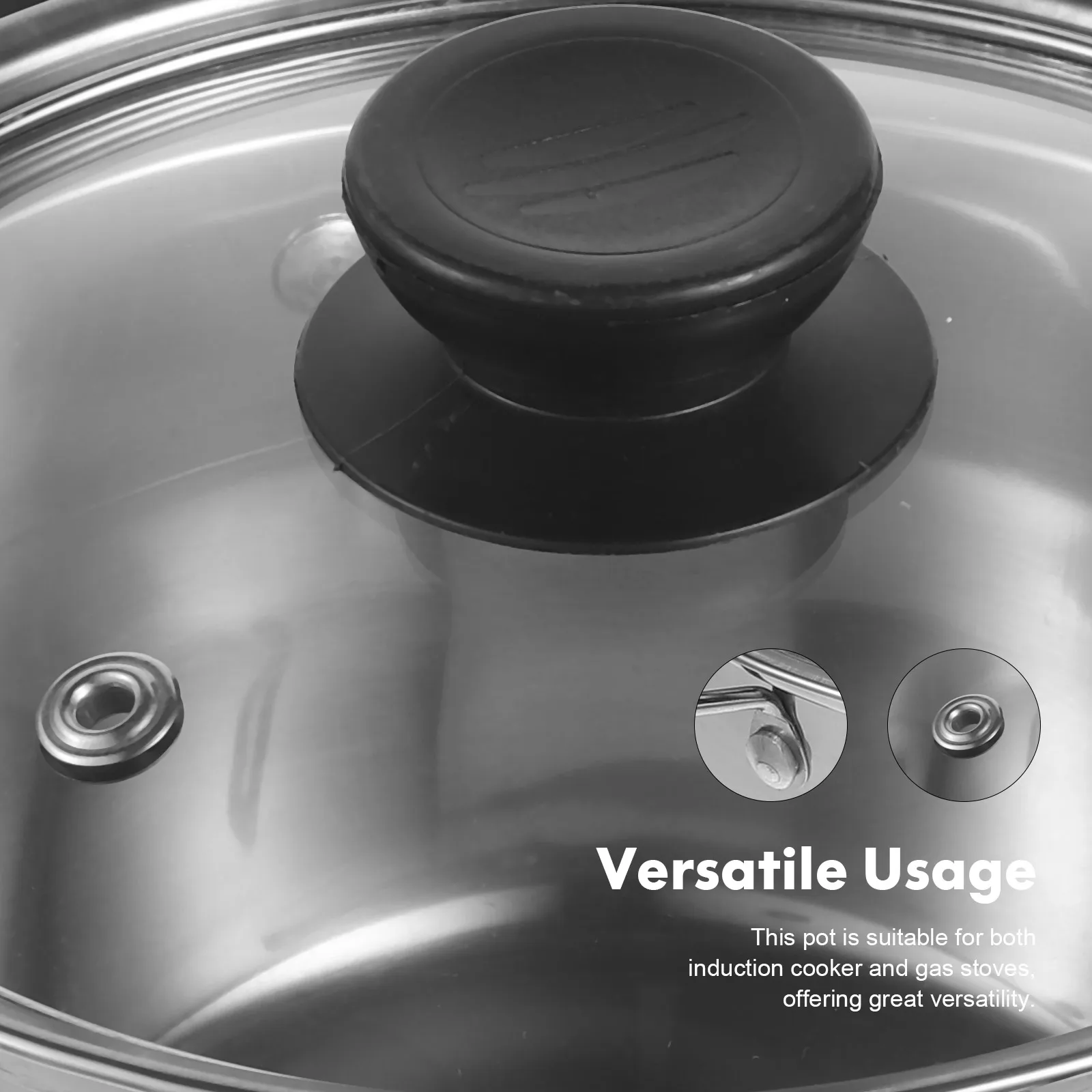 

16cm Stainless Steel Soup Pot Double Handle Stockpot Anti-Spill Design Induction Gas Compatible Large Capacity Cooking for Home