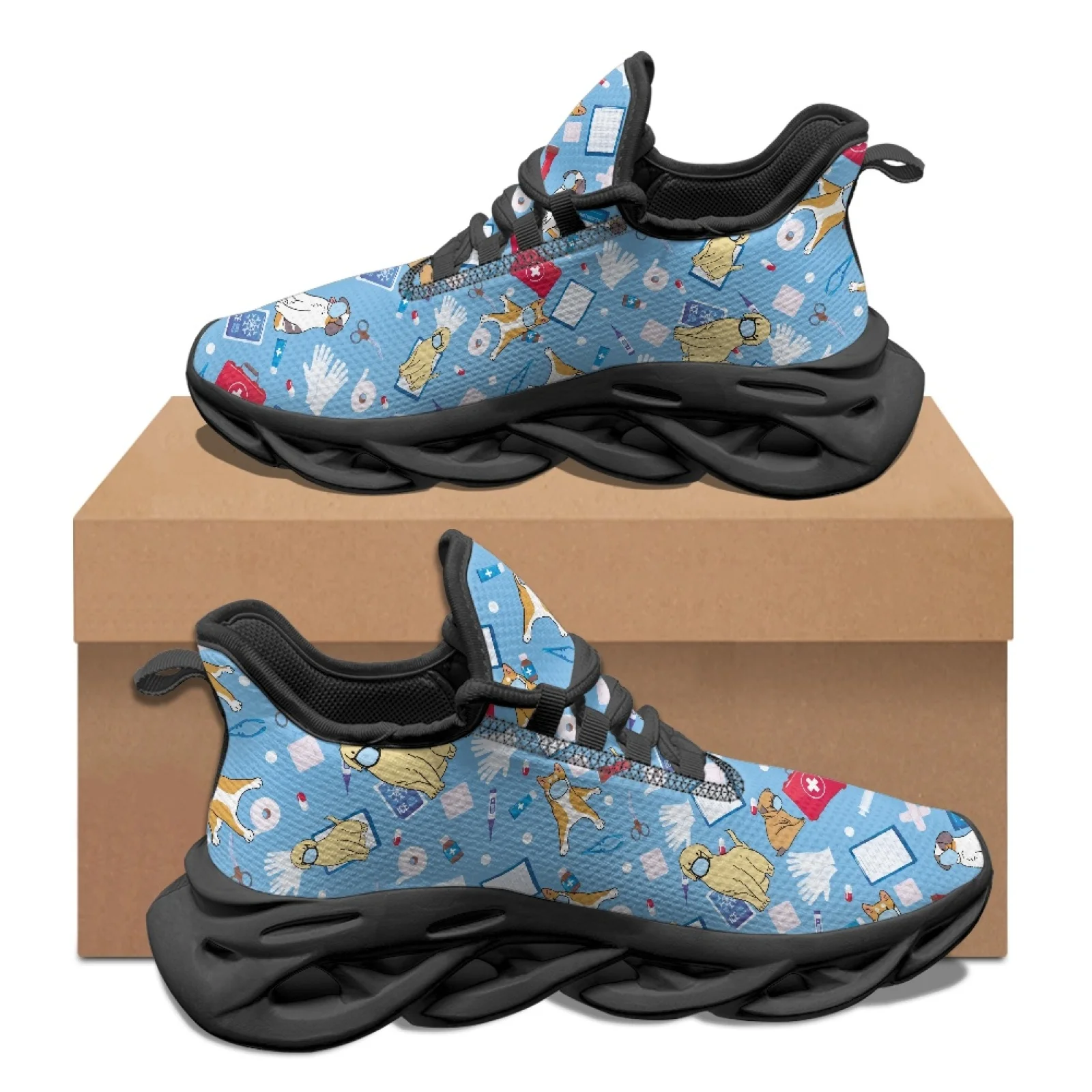 PENSTROLL Vet Pet Care Pattern Sports Shoes Mesh & EVA Men's Racing Shoes Lightweight Men's Running Shoes for Casual Wear