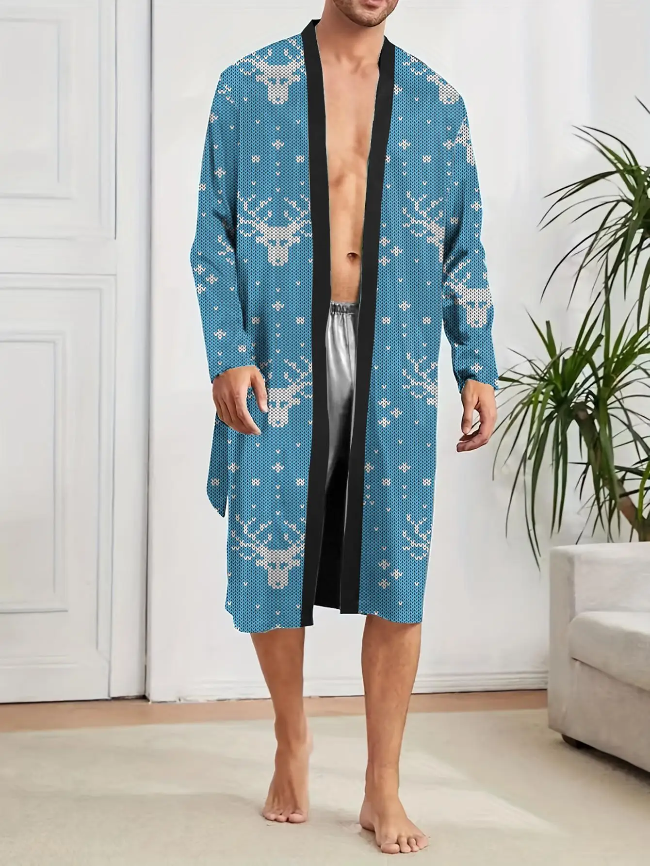 1pcs Men's Robes 2026 Spring/Summer Sleepwear Funny pajamas dressing gown Shower robe 3D Printed Breathable bath robe Graphic