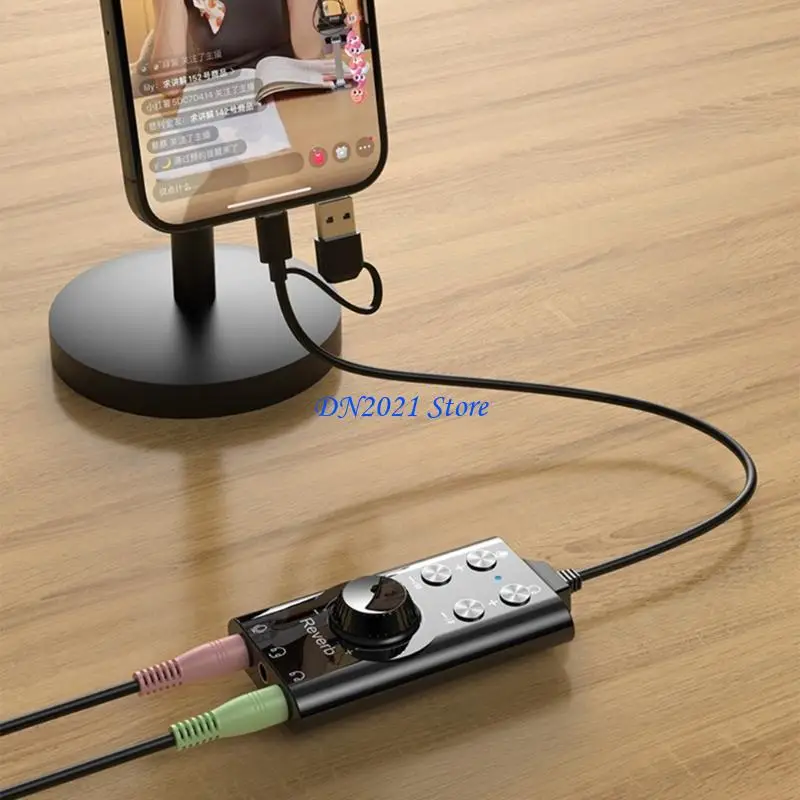 F3KE Portable Computer Sound Card With Digital Processing For Gaming Music Production