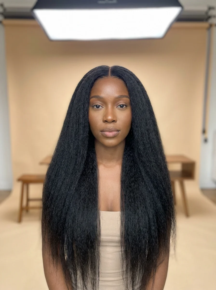 

13x4 Transparent Kinky Straight Lace Front Wigs Yaki Straight Human Hair Wigs Glueless Frontal Wigs For Black Women Pre Plucked