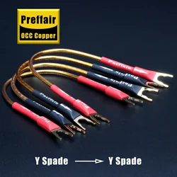 4PCS Preffair Silver-plated 7N OCC Jumper Audio Cable Bridge Links Speaker Cable 10-30cm with Banana/Y Spades Plugs