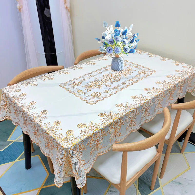 

PVC Hot Stamping Tablecloth Waterproof Oil Resistant Wash Free Scald Resistant Dining Table Mat Household Coffee Table Cloth