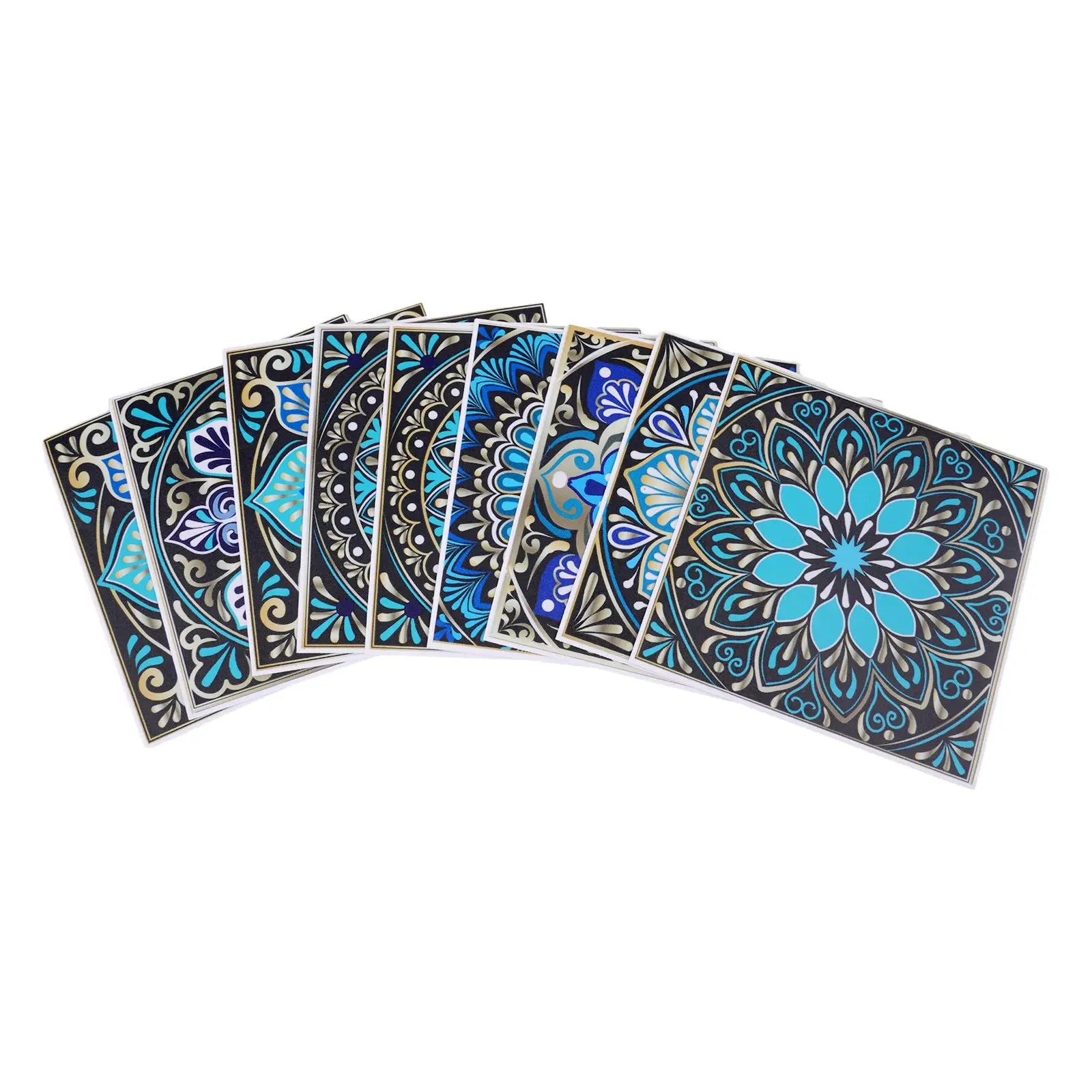 Aesthetic Upgrade Set of 10 Colorful Water Resistant Vinyl Tiles with Beautiful Mandalas Designed For Kitchens & Baths