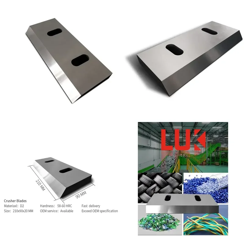 

Custom Drawing Services LUK Brand Alloy Tool Steel 58-60 HRC Crusher Blades for Plastic Recycling Shredder Machine