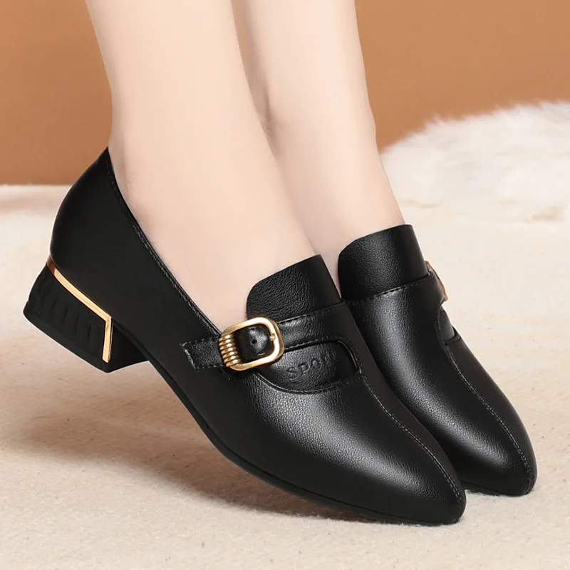 

Pop New Spring Summer Genuine Leather Woman Shoes Pointed Toe Retro Women Pumps Shoes For Women Zapatos De Mujer Mary Jane Shoes