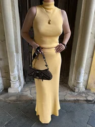 Tossy Elegant Knitwear 2 Piece-Set Long Dress Female Ribbed Sweater Pullover And Loose Patchwork Maxi Skirt Sets Ladies Outfits