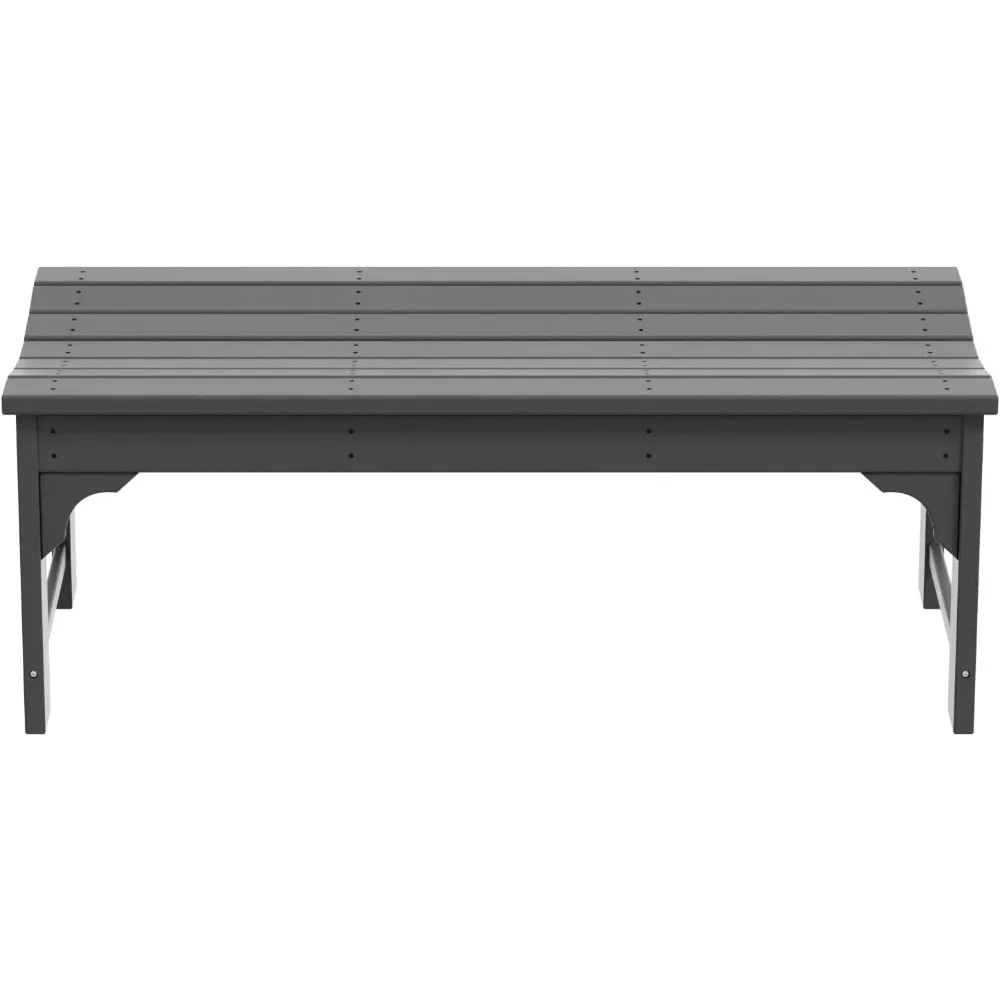 مقعد Adirondack 46 HDPE خارجي بدون ظهر من WO Home Furniture، مقعد متين من البولي كربونات للفناء والفناء الخلفي والشرفة والطقس-R #5