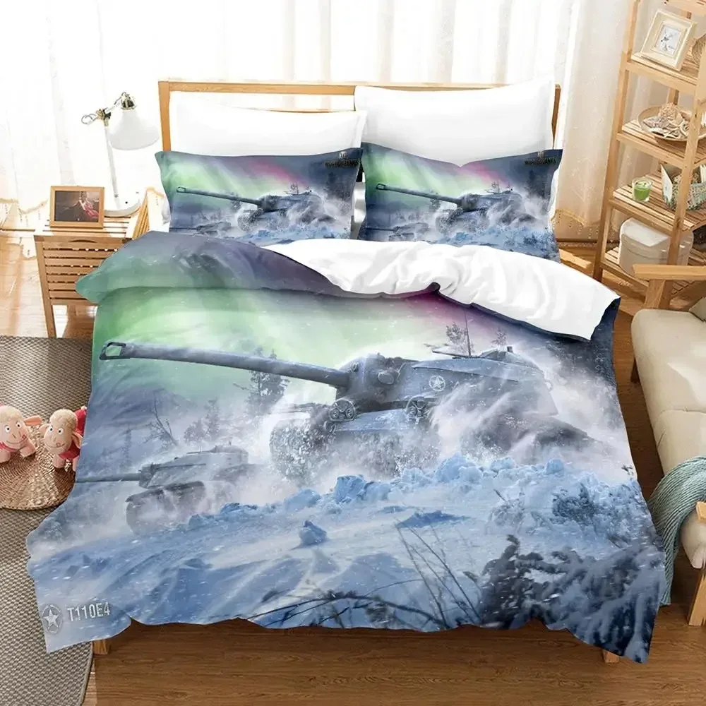Tank War Theme Dirt Bike Bedding Set 3D Printed Suitable for Bedroom Duvet Cover Set With Pillowcases Kids Home Textile