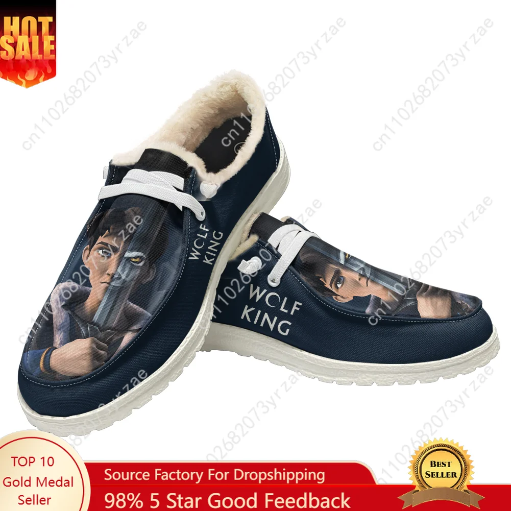 

Плюшевые туфли на плоской подошве Wolf King, мужская и женская теплая обувь для подростков, домашняя и уличная легкая модная обувь высокого качества, обувь на заказ