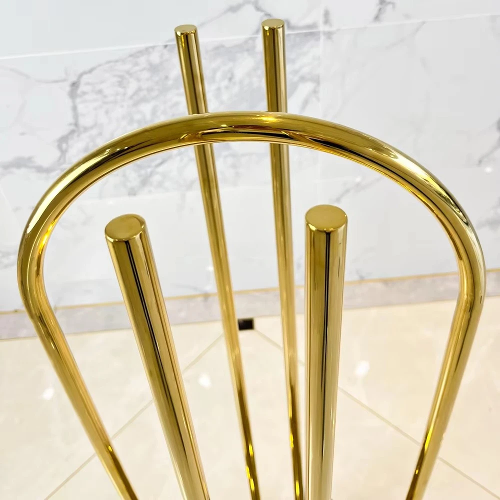 Custom Boutique Stainless Steel Gold Metal Hanger Organizer Clothes Hanger Storage Rack With Wheels