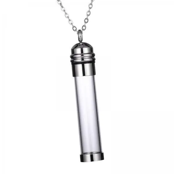 Ashes Urn Holder Perfume Locket Pendant Clear Glass Steel Memorial Keepsake Necklace Waterproof for Loved One Tribute