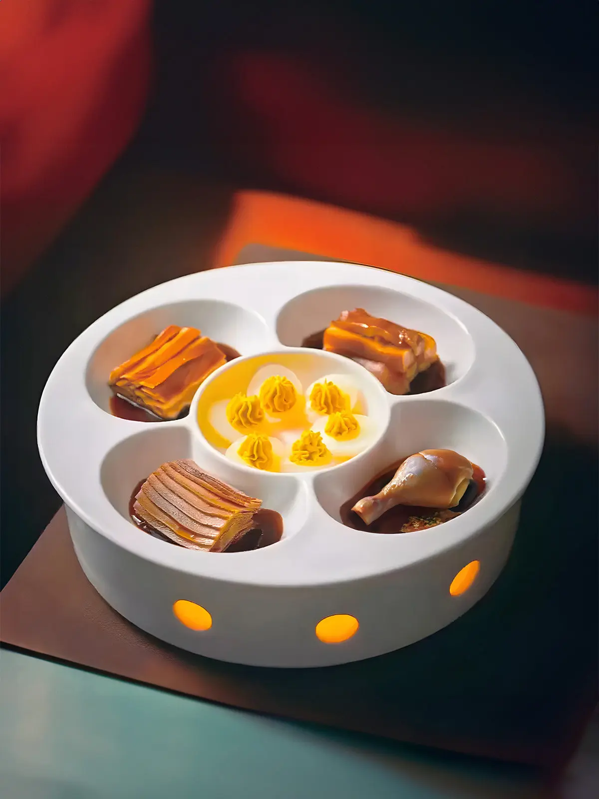 Agritainment Five Flavors Platter Brine Chinese Plate Hot and Cold Dishes Pure White Specialty Soil Restaurant Heating Tableware