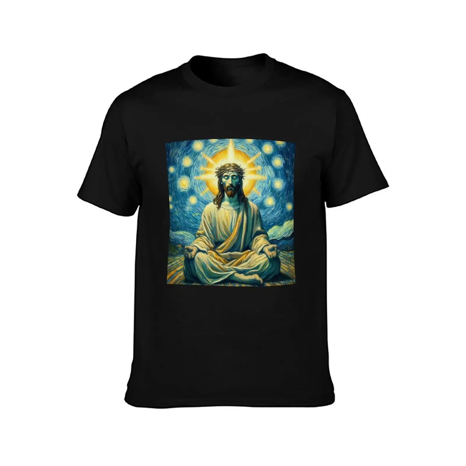 Jesus Meditating - Van Gogh Style T-Shirt hippie clothes essential t shirt heavy weight t shirts for men