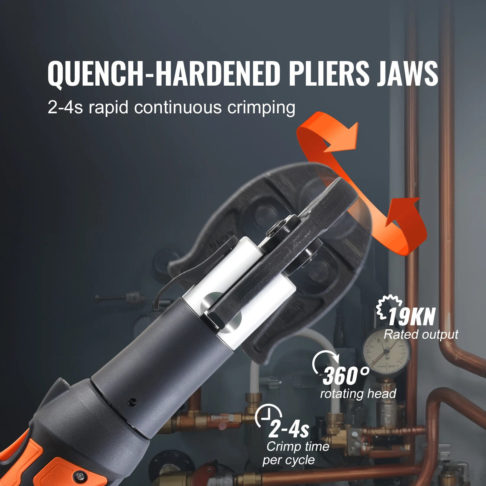 Zestaw do zaciskania rur SucceBuy, elektryczne narzędzie do zaciskania rur 18V, do rur miedzianych 1/2\\\\\\\", 3/4\\\\\\\", 1\\\\\\\", z 3 szczękami i 2 akumulatorami.