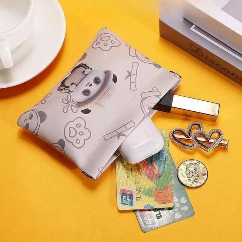 New Fashionable Minimalist Cosmetic Storage Small Bag Women's Portable Zero Wallet Cartoon Panda Daily Small Item Storage Bag